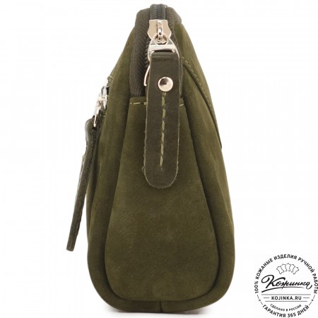  Кожаный клатч "Марта" (нубук хаки)